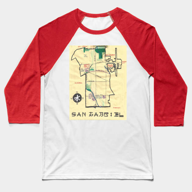 San Gabriel Baseball T-Shirt by PendersleighAndSonsCartography